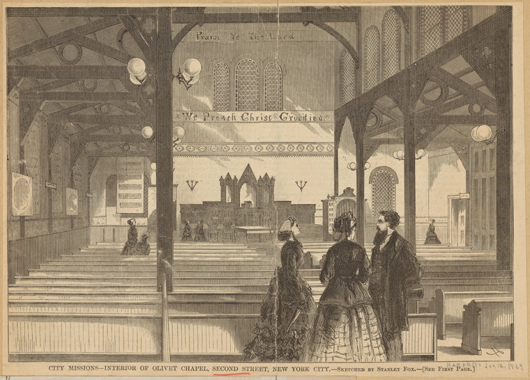 City Missions--interior of Olivet Chapel, Second Street, New York City