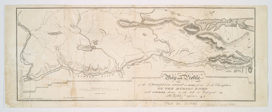 Map and profile of the Champlain Canal as made from Lake Champlain to the Hudson River and surveyed thence to the tide at Waterford
