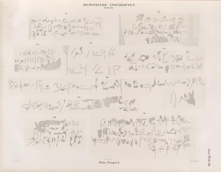 Demotische Inschriften No. 121-129.  Philae. Tempel K.