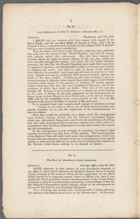 Correspondence between Great Britain and the United States relative to the treaty lately concluded at Washington: including instructions from the Earl of Aberdeen to Lord Ashburton, 1842-43