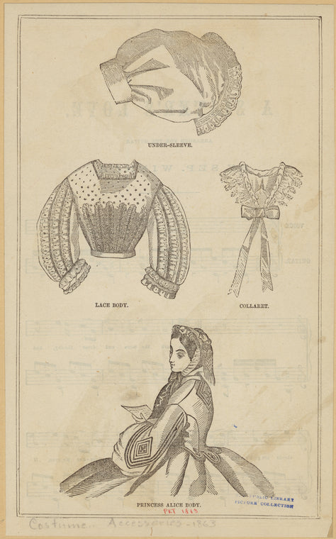 Under-sleeve ; Lace body ; Collaret ; Princess Alice body