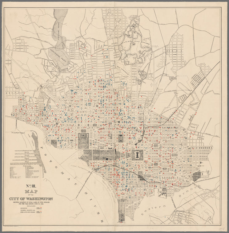 Map of the city of Washington showing location of fatal cases of lung diseases for the year ending June 30, 1895