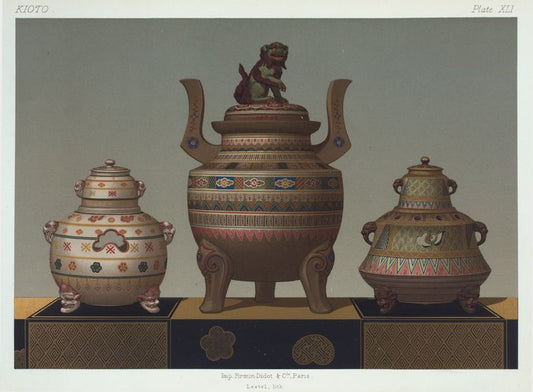 Koro, H. 18 in. ( W.J. Alt, Esq.); Pair of hibatchis, H. 8-3/4 in. and 9 in. (James L. Bowes, Esq.).