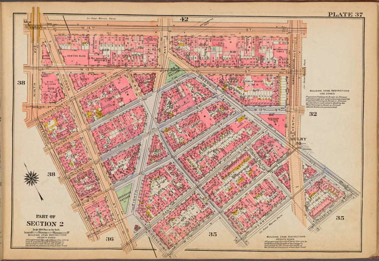 Plate 37: [Bounded by W. 14th Street, Seventh Avenue, Greenwich Avenue, Charles Street, Waverly Place, Perry Street, W. 4th Street, W. 11th Street, Bleecker Street, Bank Street, Hudson Street, Bethune Street, Greenwich Street and Ninth Avenue]
