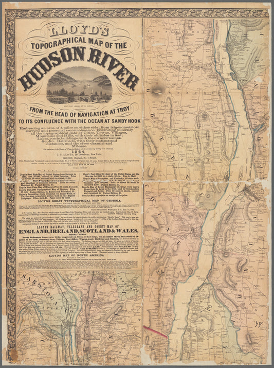 Lloyd's topographical map of the Hudson River: from the head of navigation at Troy to its confluence with the ocean at Sandy Hook ..., 1864