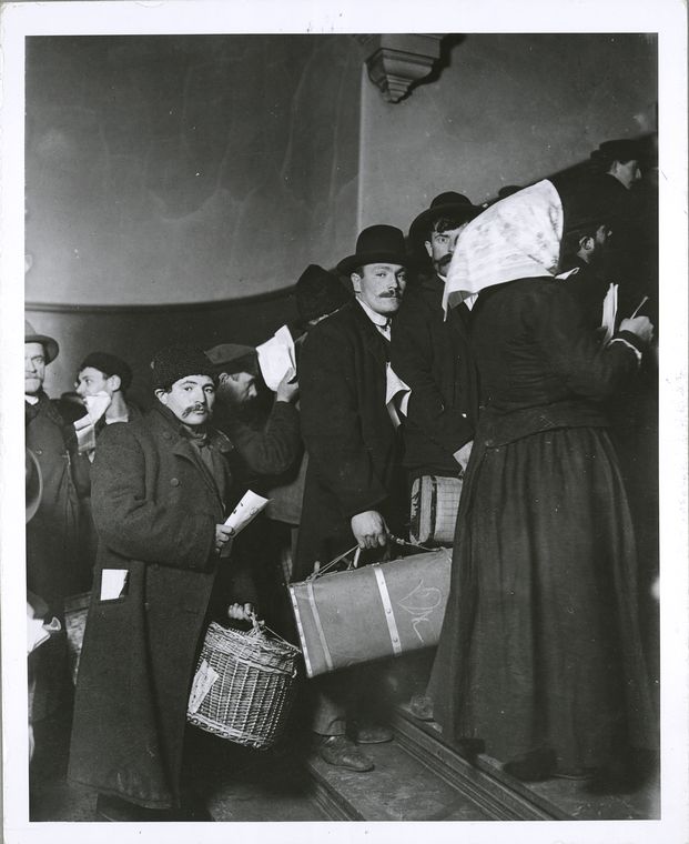 Climbing into America, immigrants at Ellis Island