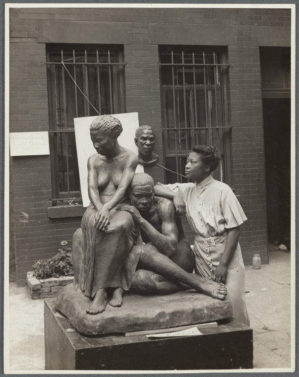 Augusta Savage with her sculpture "Realization"