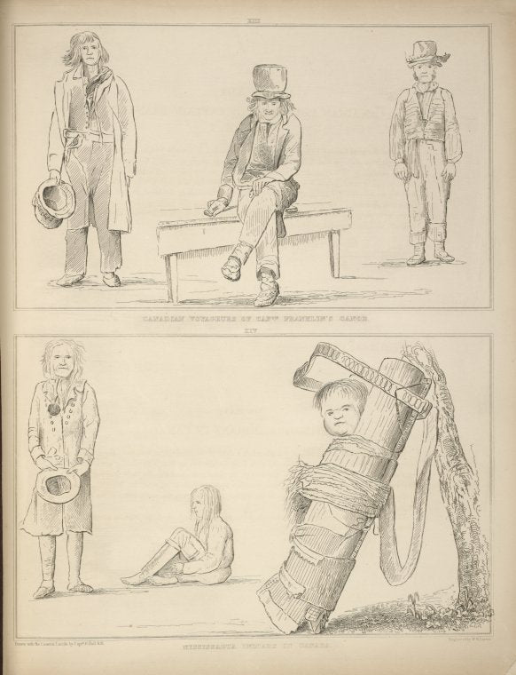 No. XIII. Canadian voyageurs of Captain Franklin's Canoe; No. XIV. Mississagua Indians in Canada