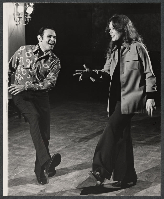 Paul B. Price and Sandy Dennis in rehearsal for the stage production Let me Hear You Smile