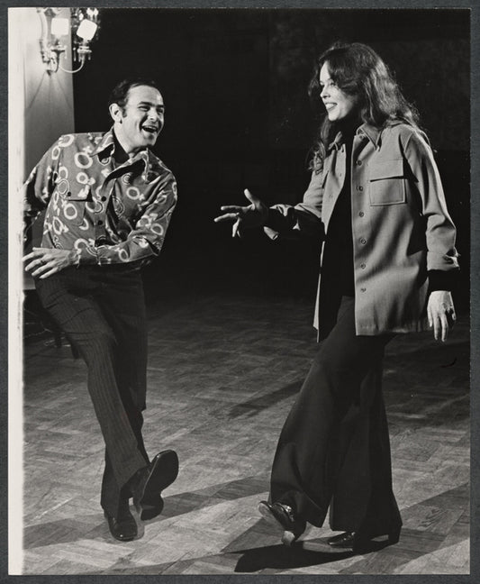 Paul B. Price and Sandy Dennis in rehearsal for the stage production Let me Hear You Smile