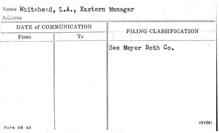 Whitehead, L.A., Eastern Manager