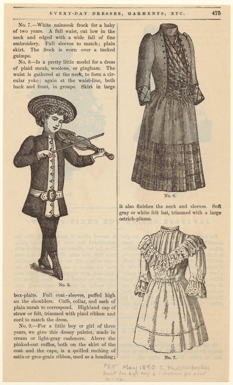 Every-day dresses, garments, etc