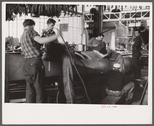 Pontoon construction at the Vought-Sikorsky Aircraft Corporation, Stratford, Connecticut.