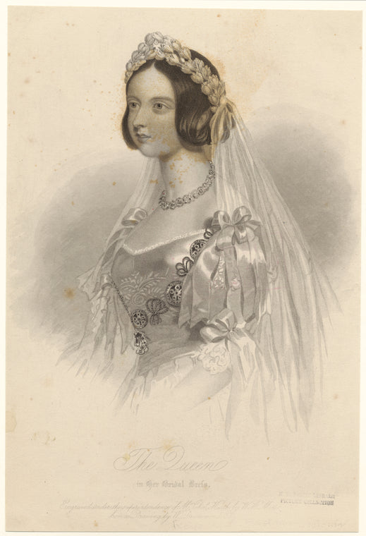 The queen in her bridal dress