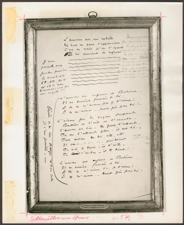 Bizet, Georges, 1838-1875. [Carmen. Libretto (sketches)]