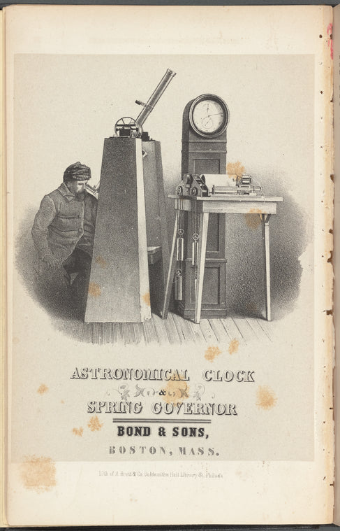 Astronomical clock & spring governor - Bond & Sons, Boston, Mass