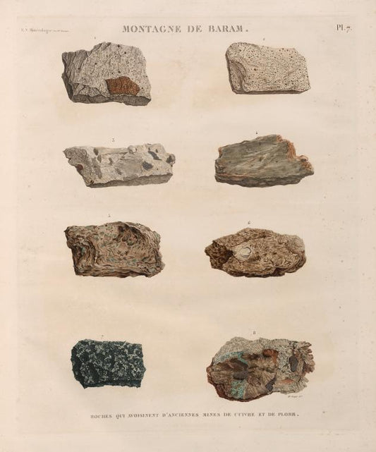Minéralogie. Montagne de Baram. Roches qui avoisinent d'anciennes mines de cuivre et de plomb.