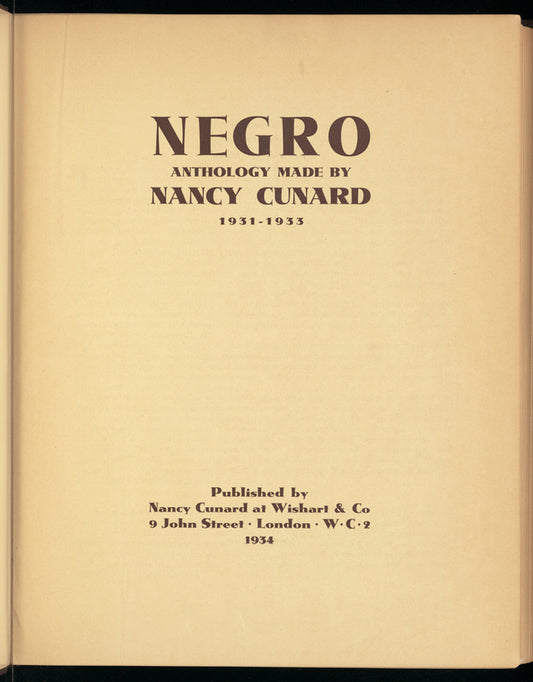 Negro anthology: 1931-1933