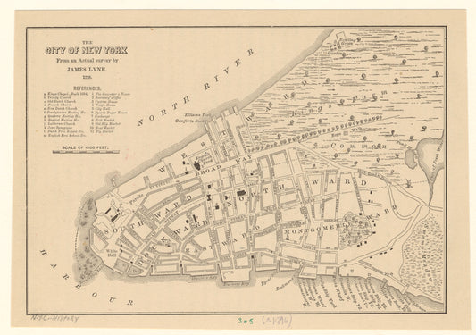 The City of New York from an actual survey by James Lyne, 1728