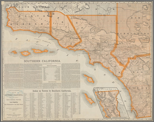 Large scale sectional map of Southern California : embracing the counties of Santa Barbara, Ventura, Los Angeles, San Bernardino and San Diego