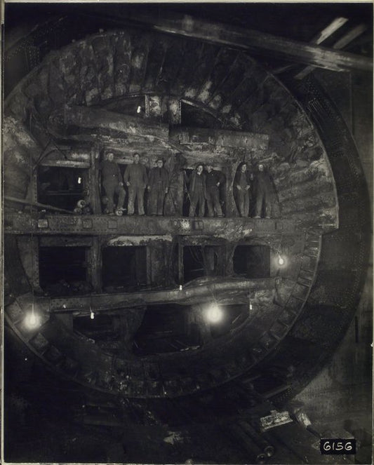 Contract No. 3. Tunnel shield entering caisson, South tunnel, N.Y. 1/31/24, 12:50 p.m.
