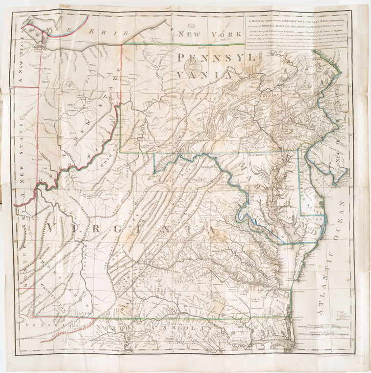 A map of the country between Albemarle Sound and Lake Erie : comprehending the whole of Virginia, Maryland, Delaware and Pennsylvania, with parts of several other of the United States of America