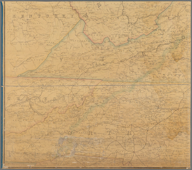 Preliminary post route map of the states of Virginia and West Virginia together with Maryland and Delaware, Pennsylvania, Ohio, Kentucky, Tennessee and North Carolina