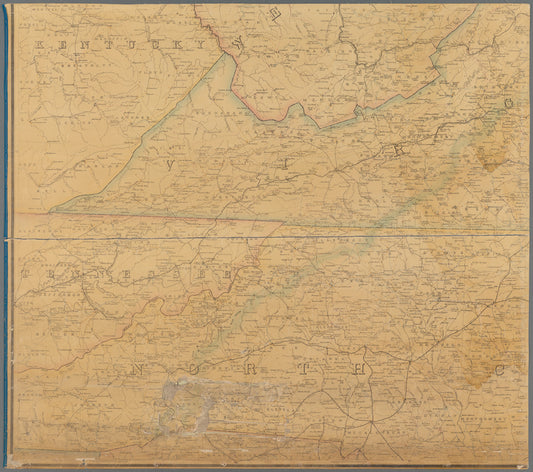 Preliminary post route map of the states of Virginia and West Virginia together with Maryland and Delaware, Pennsylvania, Ohio, Kentucky, Tennessee and North Carolina