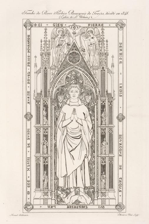 Tombe de pierre d'herbice Bourgeois de Troyes, décédé en 1348 (Église de St. Urbain.)