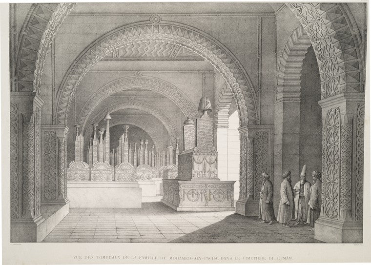 Vue des tombeaux de la famille de Mohamed-Aly-Pacha, dans le cimitière de l'Imam