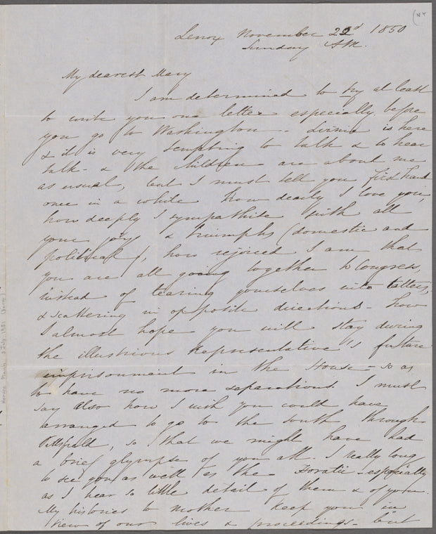 Mann, Mary [Tyler Peabody], ALS to. Nov. 22, 1850.