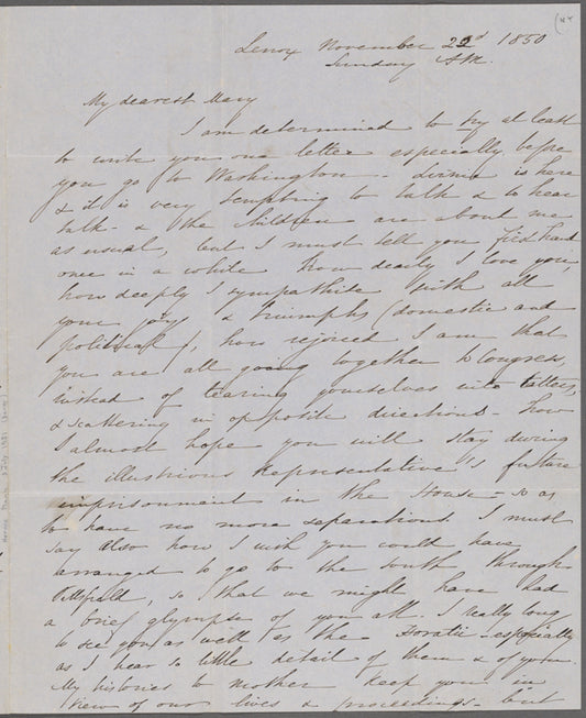 Mann, Mary [Tyler Peabody], ALS to. Nov. 22, 1850.