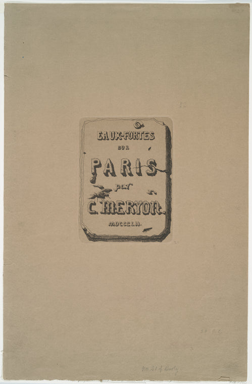 Titre des Eaux-fortes sur Paris.