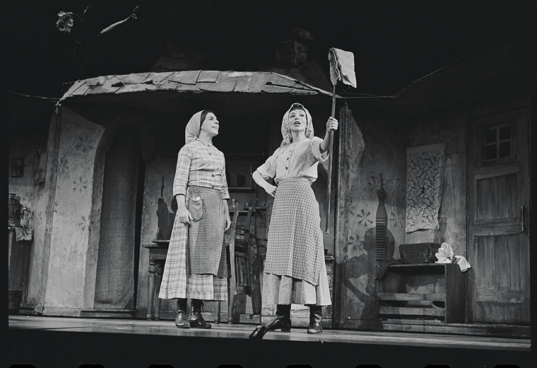 Barbara Coggin and Susan Lehman in the stage production Fiddler on the Roof