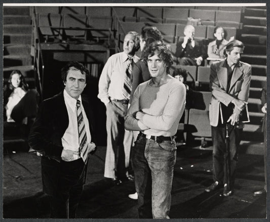 Joseph Papp, Bernard Gersten and Mary Woronov in rehearsal for the stage production Boom Boom Room