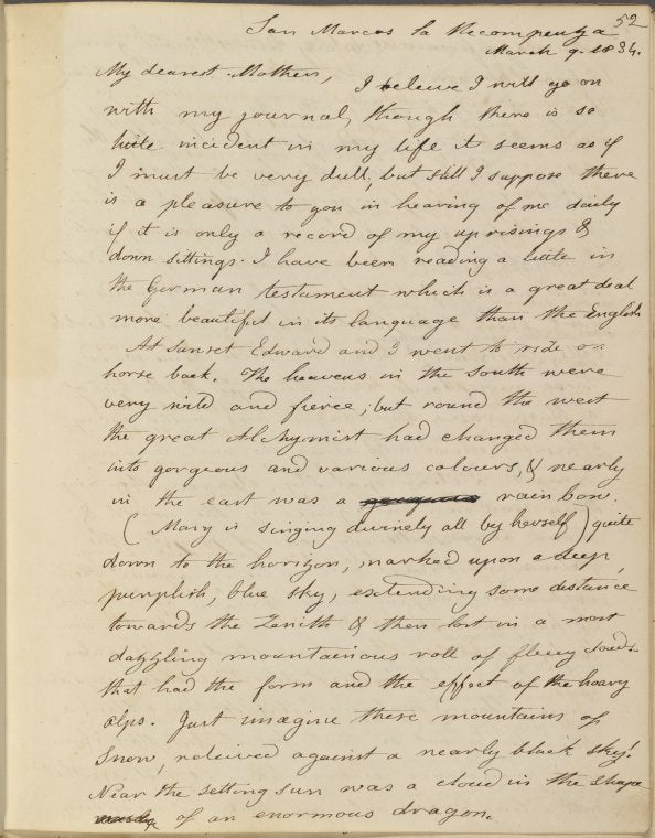 My dearest Mother, I believe I will... Mar. 9, 1834.
Letter copied by EPP.