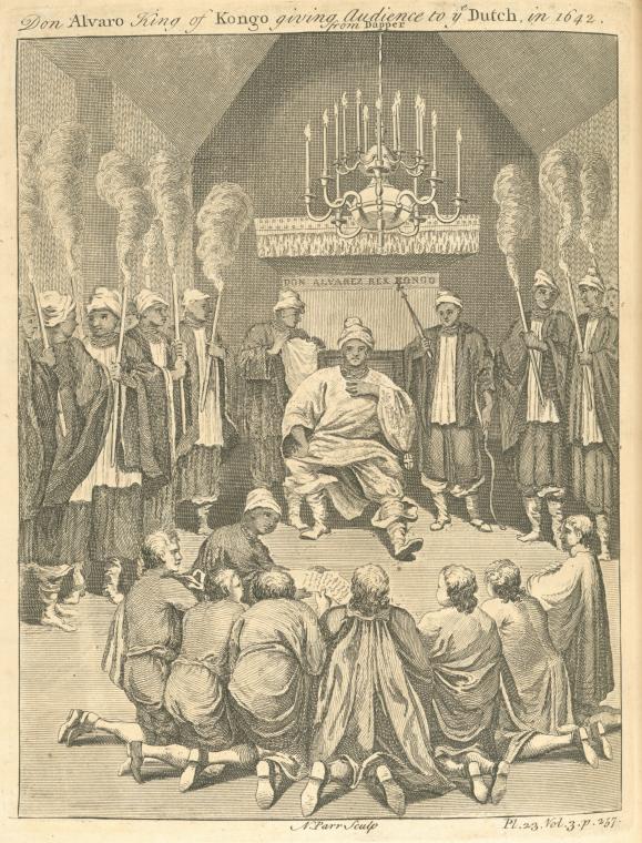 Don Alvaro, King of Kongo, giving audience to the Dutch