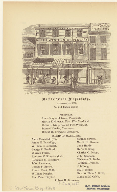 Northwestern dispensary, incorporated 1852, No.511 Eighth Avenue