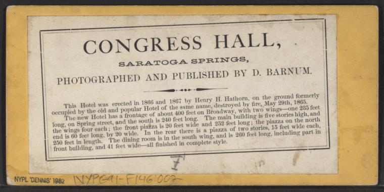 Congress Hall, Saratoga Springs.