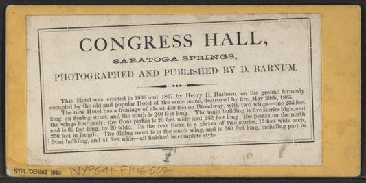 Congress Hall, Saratoga Springs.