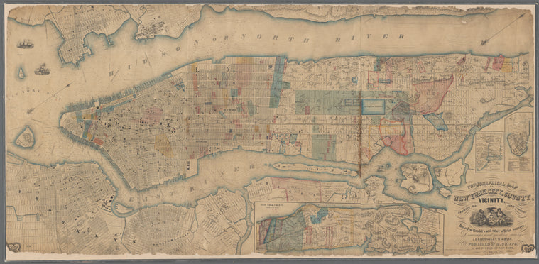 Topographical map of New York City, County, and vicinity : showing old farm lines &c.