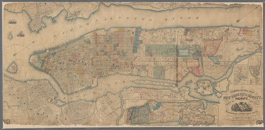 Topographical map of New York City, County, and vicinity : showing old farm lines &c.