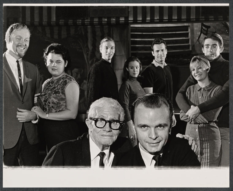 Bert Wheeler [left] and ensemble in publicity photo for the stage production Autumn's Here