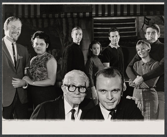 Bert Wheeler [left] and ensemble in publicity photo for the stage production Autumn's Here