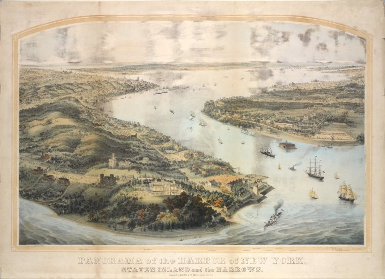 Panorama of the Harbor of New York. Staten Island and the Narrows