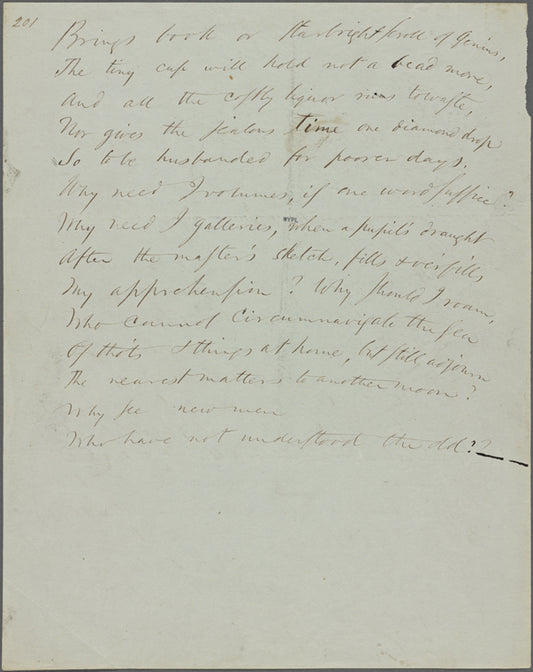 "The Day's Ration." Holograph poem, unsigned, undated