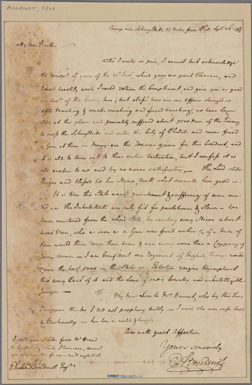 Letter to Elisha Boudinot, Newark