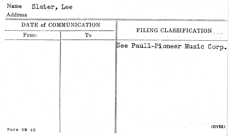 Slater, Lee
