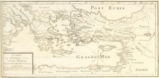 Carte de l'Europe et de l'Asie Mineure, suivant l'histoire sainte, depuis les Machabées