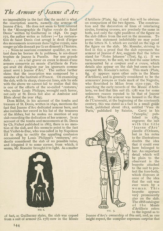 Jeanne d'Arc. -- Armor & portraits in armor.